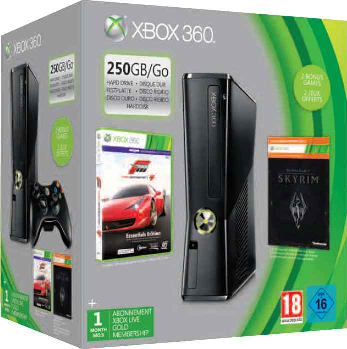 Consola Xbox 360 250 Gb Forza 4 Skyrim 1 Mes Xbox Live